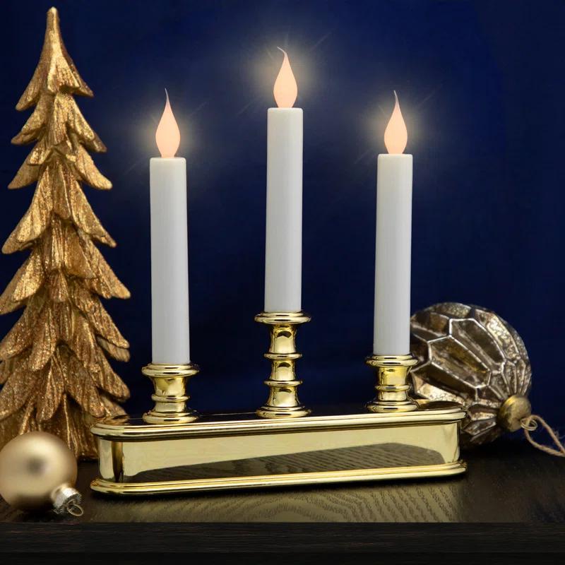 Northlight Seasonal 10" Pre-Lit LED White Lighted 3ct Candolier Christmas Candle Lamp | Wayfair