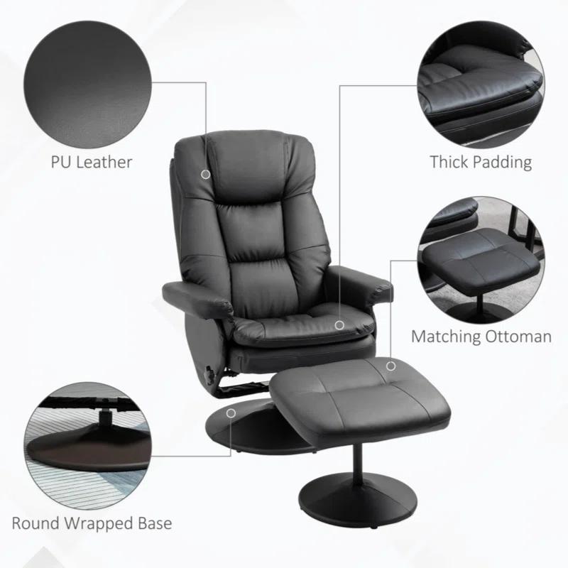 Faux Leather Recliner with Ottoman