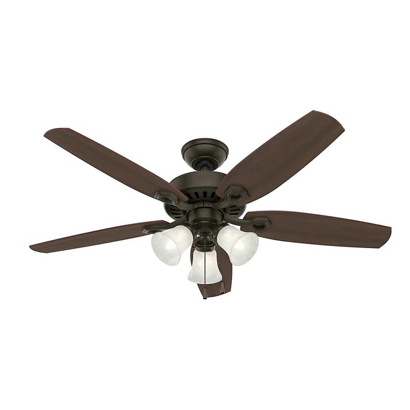 Hunter Fan Builder Plus 52" 5 - Blade Standard Ceiling Fan with Pull Chain and Light Kit Included