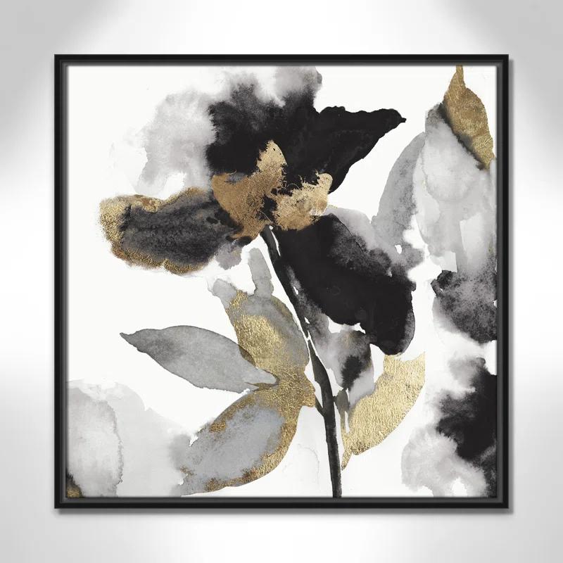 Casa Fine Arts Black Petals Gold Leaves II Print by Asia Jensen