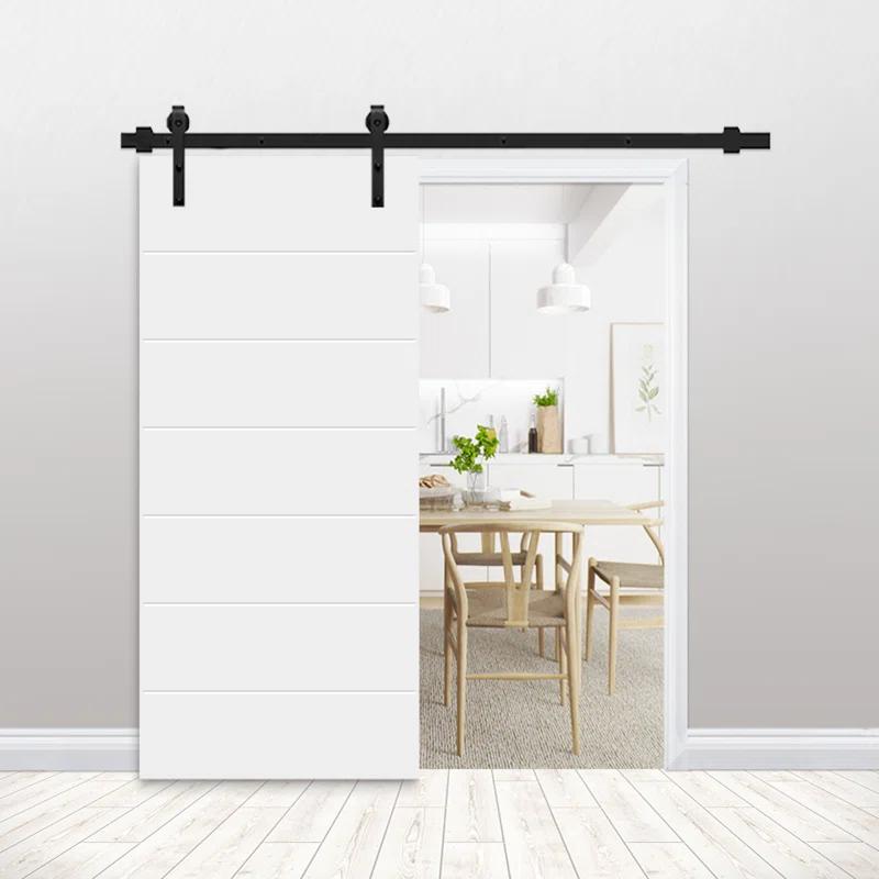 Calhome Hollow Paneled Painted with Installation Hardware Kit Barn Door