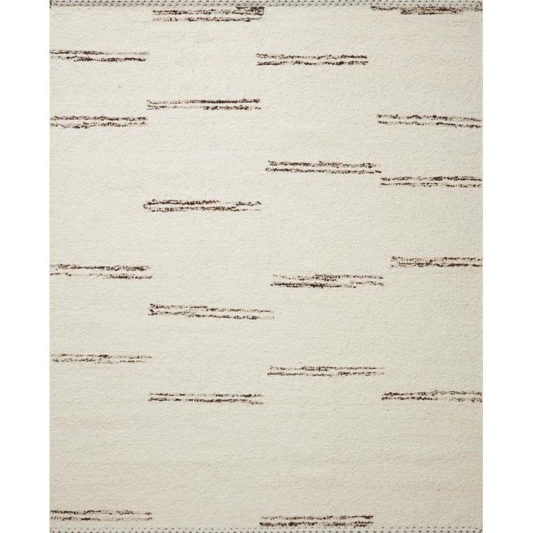Elegant Ivory Striped Handwoven Wool-Blend Rug 8'6" x 11'6"
