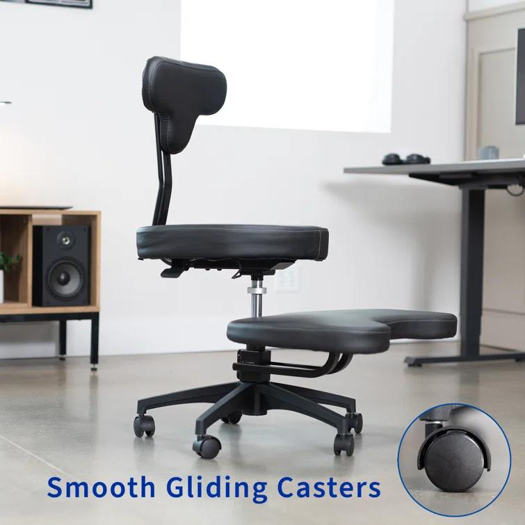 Vivo VIVO Black Ergonomic Cross Legged Swivel Chair, Adjustable Office Stool