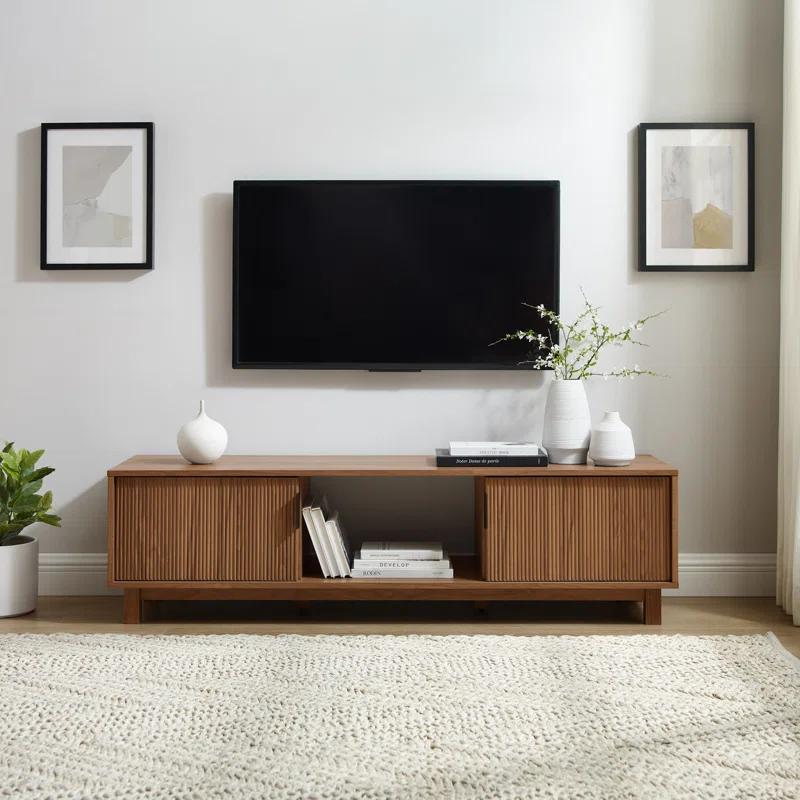 Mocha Engineered Wood 2-Door TV Stand with Storage