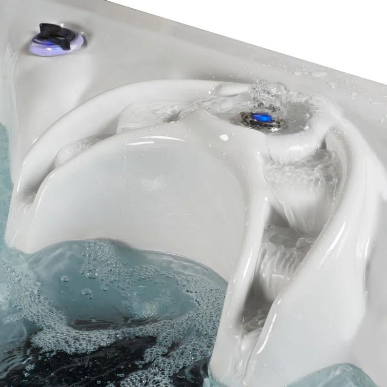 Aqualife® by Strong Spas® Grand Banks 6-Person 81-Jet Non-Lounger Hot Tub Spa with 3 Pumps, LED Lighting, Stainless Steel Heater and Ozonator, Insulated Cover Included and Steps Included
