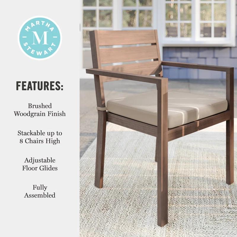 Martha Stewart Martha Stewart Bedford All-Weather Stacking Patio Dining Armchairs With Seat Cushions (Set of 2)