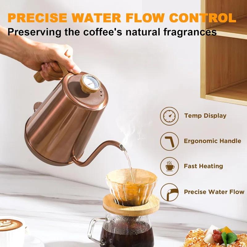 Zolosh Gooseneck Electric Kettle with Thermometer 1L