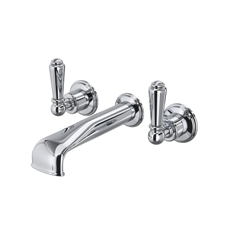 Perrin & Rowe U.3561X-STN/TO-2 Edwardian Wall Mount Lavatory Faucet Trim With U-Spout