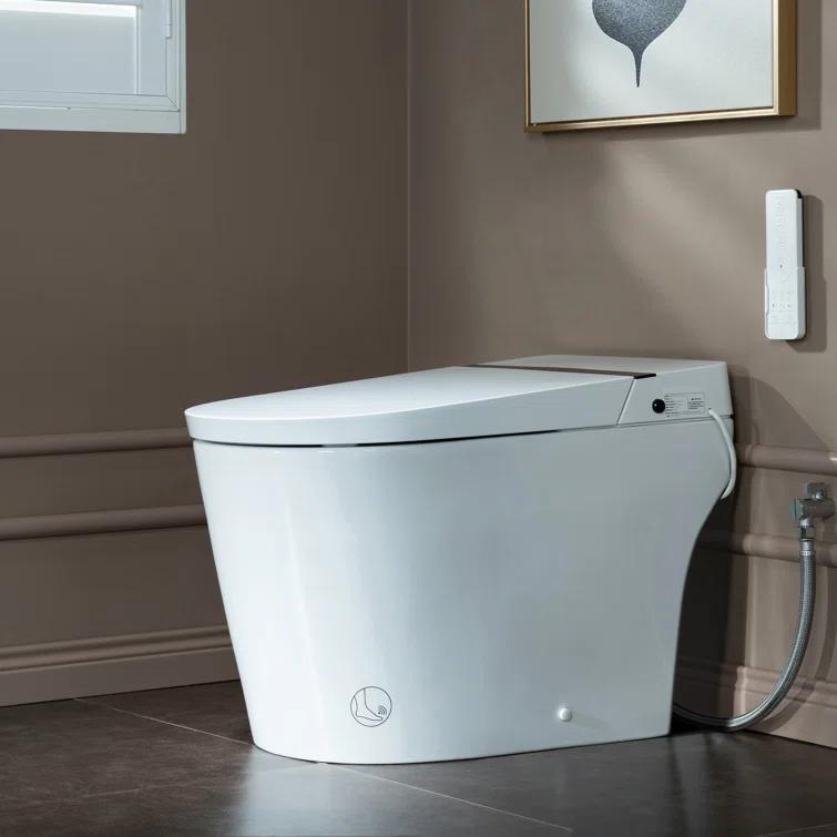 Auto Open/Close Tankless Smart Bidet Toilet with Auto Flush, Foot Sensor Function, Heated Seat,Dryer