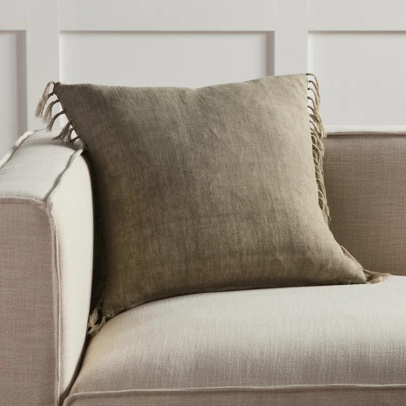 Roy Linen Pillow - Sage / 13" x 21" / Down