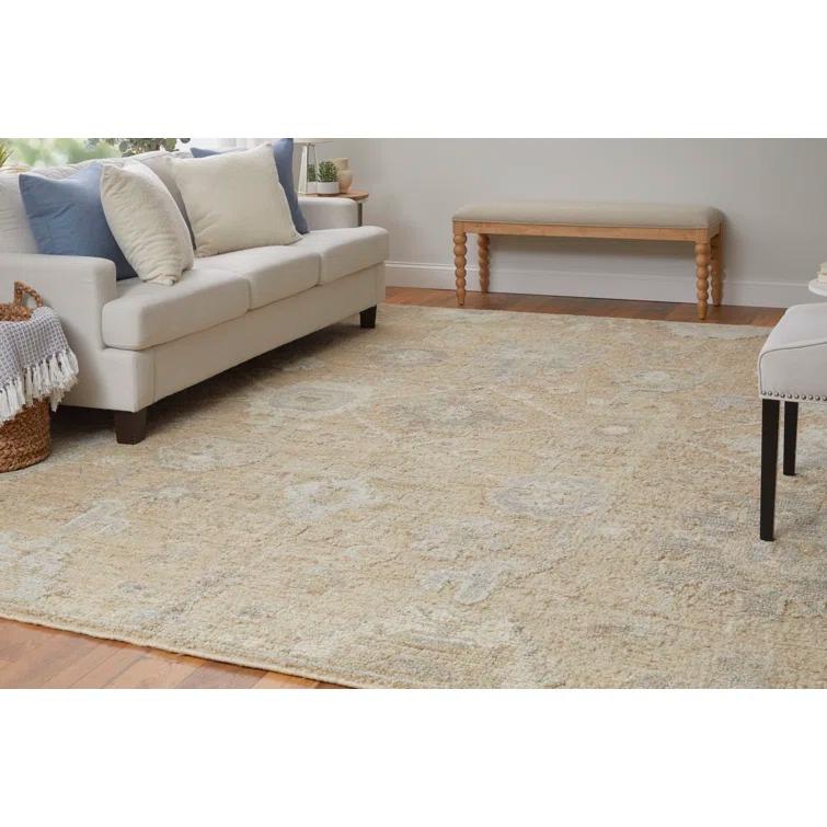 Feizy Graffon Transicional Floral y Botánico, Bronceado/gris/marfil, Muestra de 1'6" x 1'6" Resistente a las Manchas, Alfombra de Diseño Artesanal Agradable para Niños de Fácil Cuidado para Sala de Estar, Comedor y Dormitorio