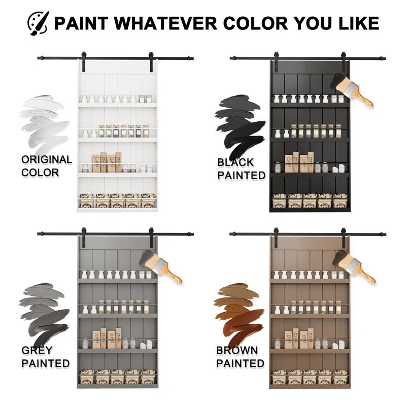 ARK DESIGN 84"H Wood and Primed Bookshelf Style Barn Door with Mounting Hardware Kit