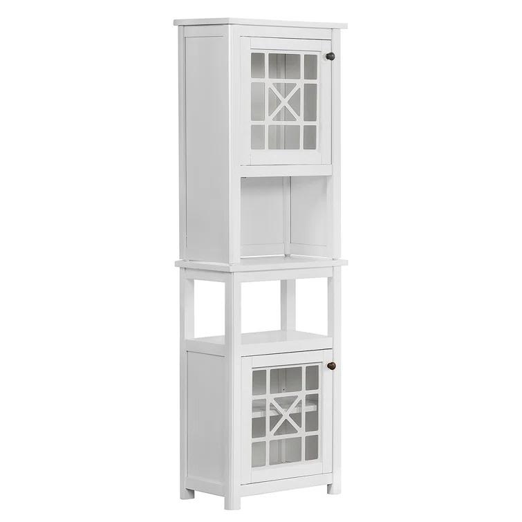 Rosalind Wheeler Hembree 17"W 58"H Traditional Style Free-Standing Bathroom Cabinet With Storage Hutch