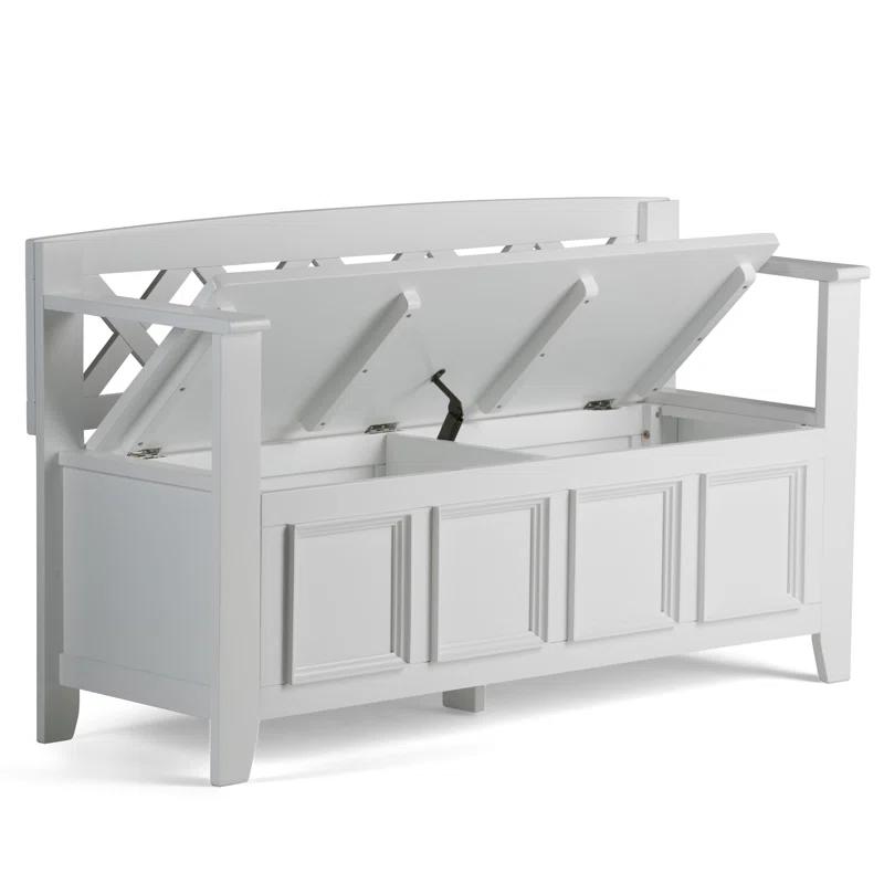 Simpli Home Amherst Solid Wood Entryway Lift Top Storage Bench