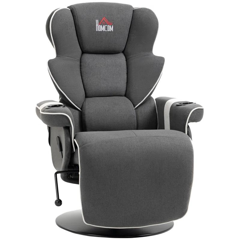 HomCom Faux Leather Manual Swivel Ergonomic Recliner | Wayfair