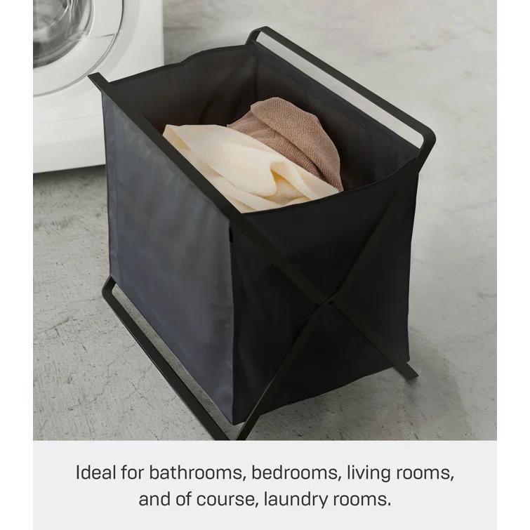 Yamazaki Home Laundry Basket - Foldable Storage Hamper Organizer, Steel, 10.9 gallons, Handles
