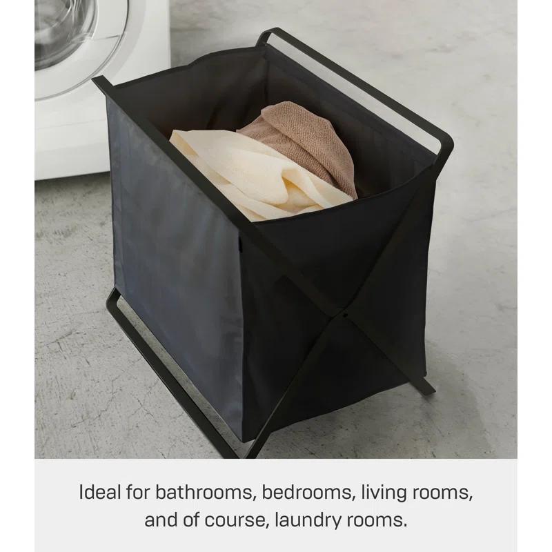 Yamazaki Home Laundry Basket - Foldable Storage Hamper Organizer, Steel, 10.9 gallons, Handles