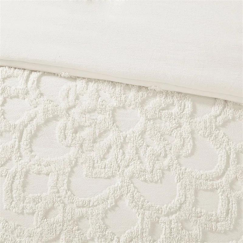 Laetitia Tufted Chenille Cotton 3 Piece Medallion Duvet Cover Set