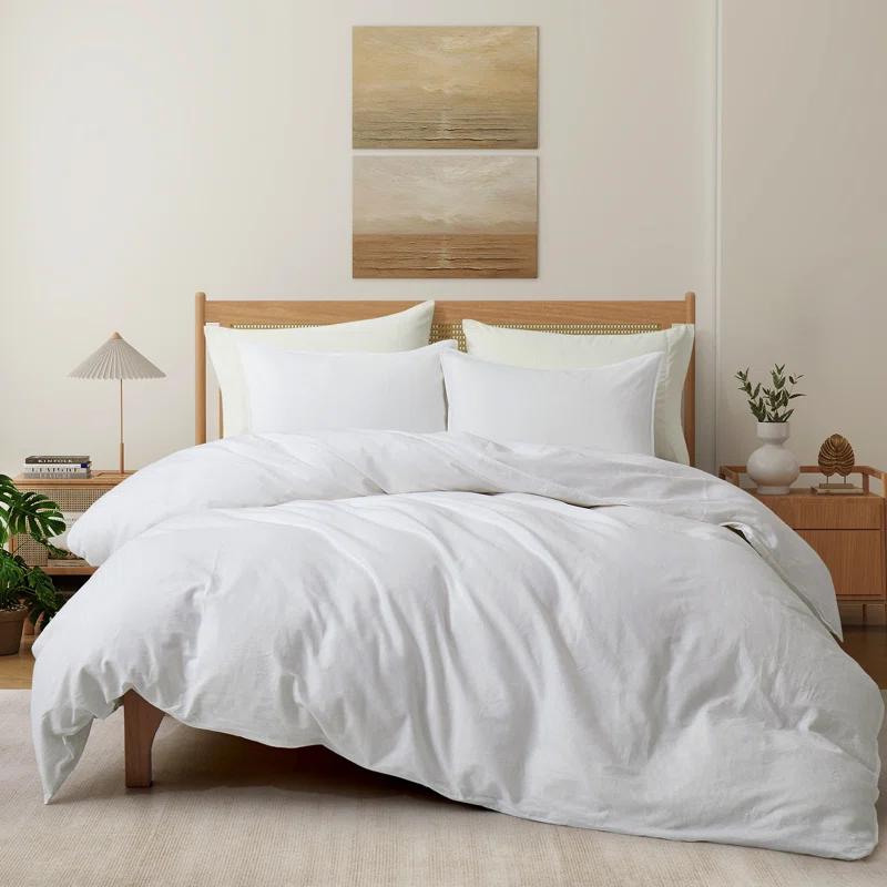 Peace Nest Linen and Cotton Duvet Cover with Pillowcase