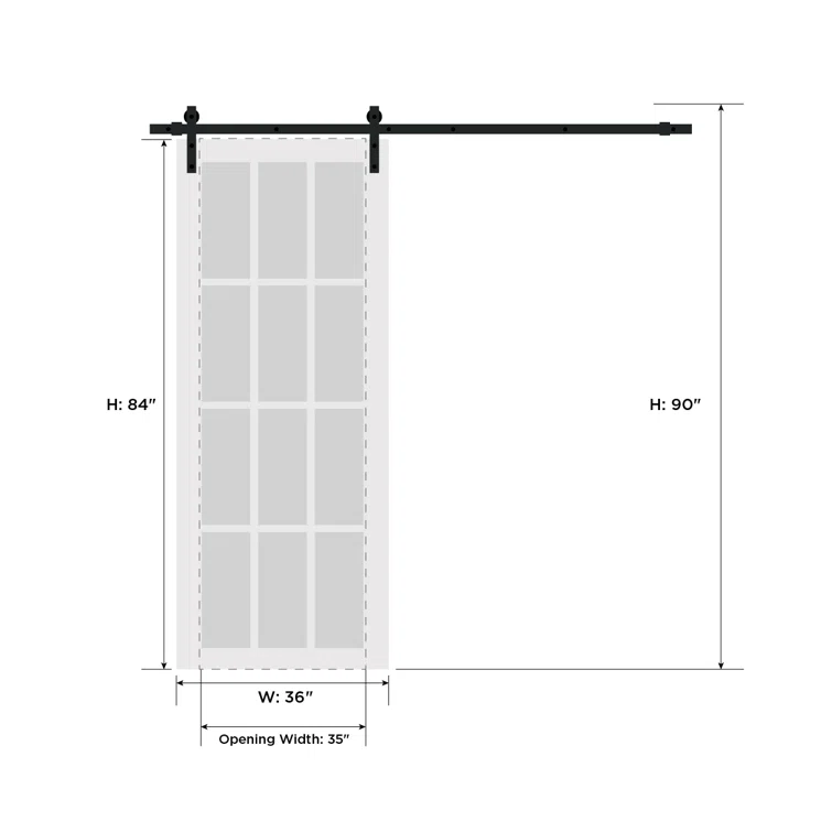 SARTODOORS Felicia Frosted Glass Barn Door with Installation Hardware Kit