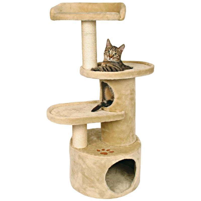 TRIXIE TRIXIE Oviedo 41" Cat Tree, 3-Level Cat Tower, Sisal Scratching Posts, Plush Condo, Tunnel, Platforms