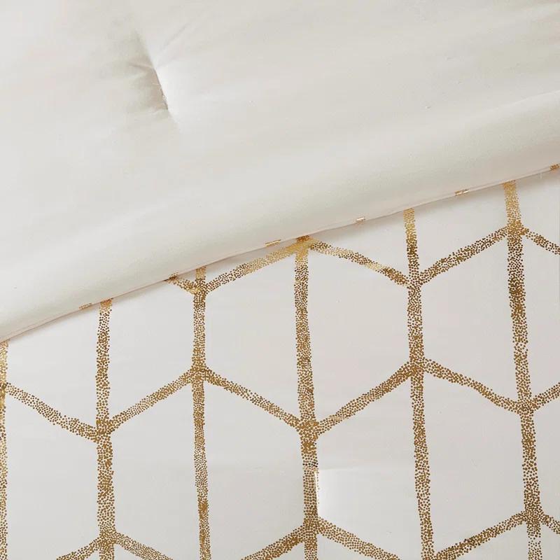 Gracie Mills Isabelle 5-Piece Metallic Geometric Comforter Set