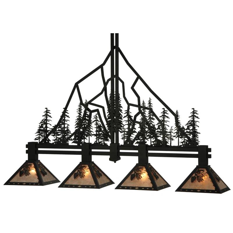 Meyda Lighting Rustic Lodge 4 - Light Black Kitchen Island Pendant
