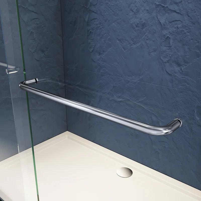 VODYXSEP Sliding Shower Glass Door 56-60 In. W X 72 In. H, Adjustable Semi Frameless Shower Door, Certified Thick Clear Clear Tempered Glass, 304 Stainless Steel Handles Y4VO-W2269P144322