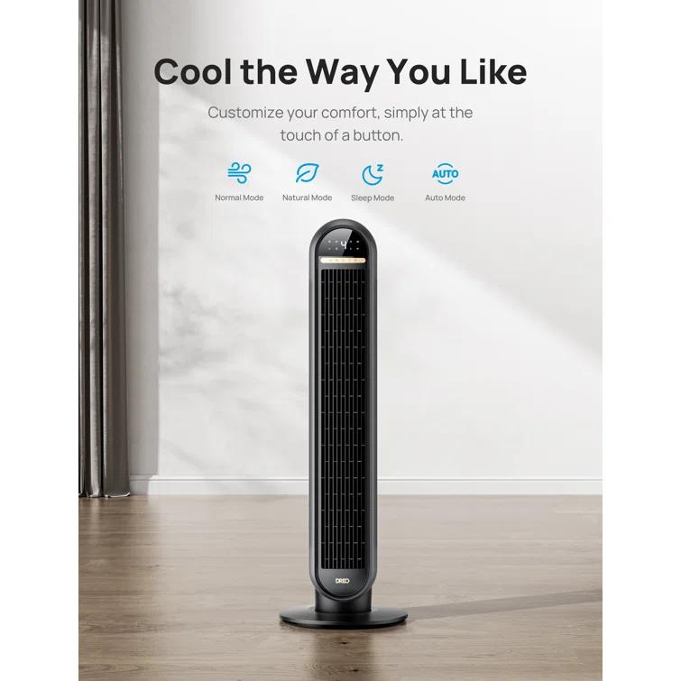 Dreo Dreo Tower Fans for Home, 36" Standing Floor Fan with Remote, 90° Oscillating Fan, 24 ft/s High Velocity, LED Display, 4 Speeds, 4 Modes, 8H Timer, Quiet Bedroom Fan