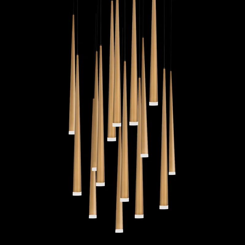 Cascade 15 - Light Aged Brass LED Cluster Pendant