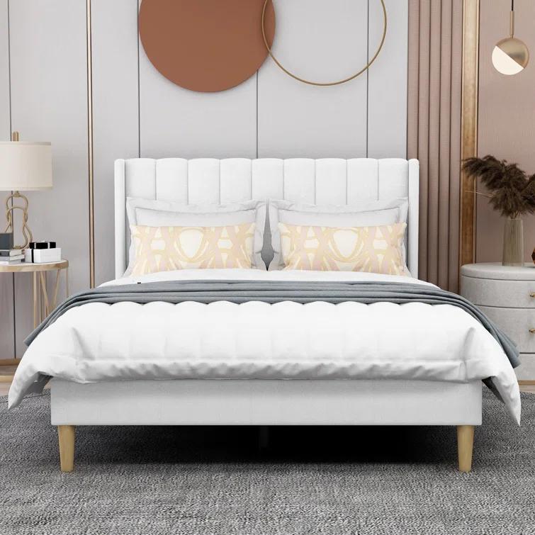 Wade Logan® Eriksay Low Profile Upholstered Platform Bed with Wingback Headboard