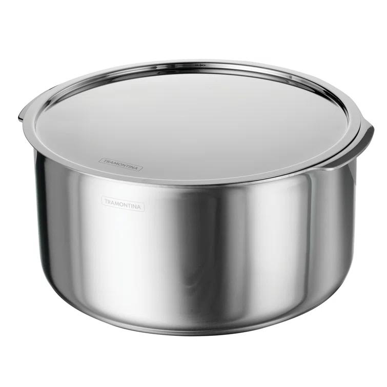 Tramontina Tramontina Utsava Tri-Ply Clad Stainless Steel Tope with Lid, Patila Pot for Indian Cooking