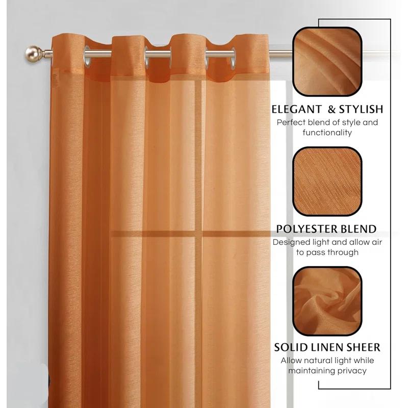 Dainty Home Solid Sheer Curtains for Living Room and Bedroom 110"W x 84"L Window Sheers Window Drapes (Set of 2)