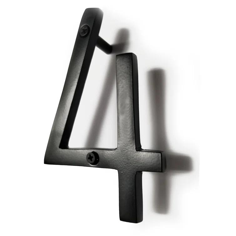 NACH Floating Mount House Address Shadow Number For Outside or Inside, Mailbox Number For Outside, Front Door, Garage Door, Maximum Rust Protection, Black Aluminum, 8 inch, Number 4, HH-SDW8-BLK-4