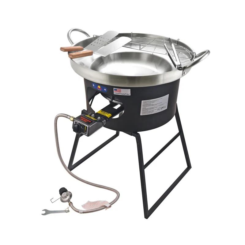 ARC 23" Stainless Steel Concave Comal Set, 30,000 BTU Propane Burner and Stand, Discada Disc Cooker.