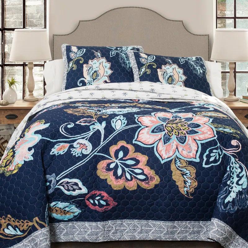 Lush Decor Aster Reversible Traditional 3 Piece Quilt Set