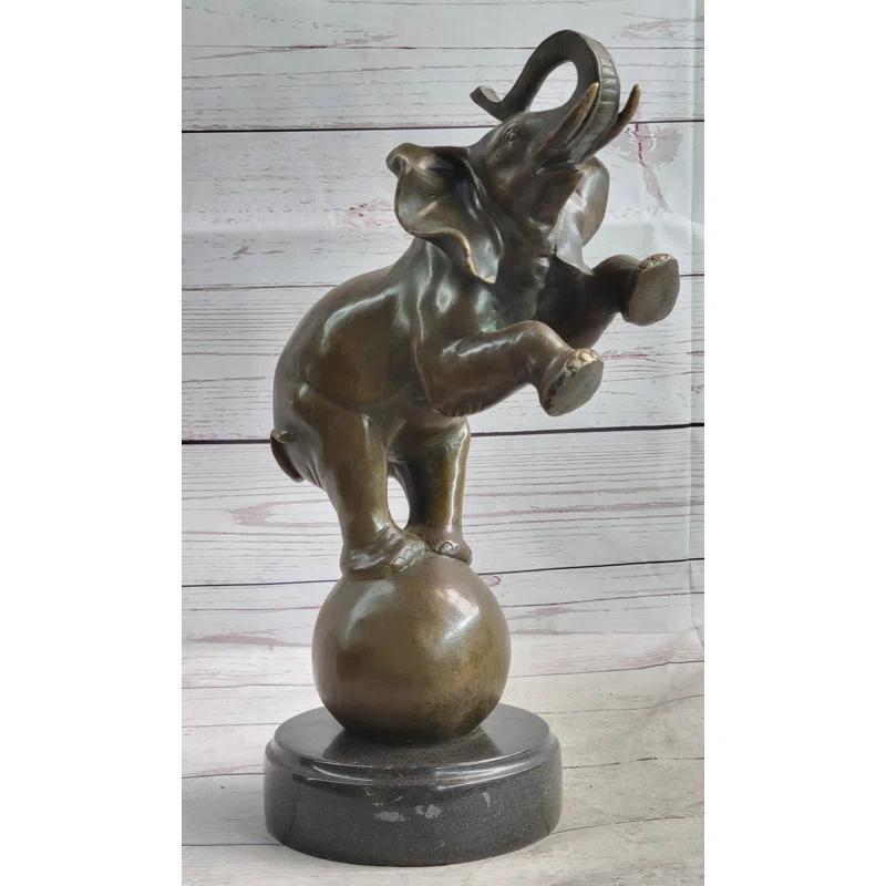 Bungalow Rose Arosh Bronze Sculpture Statue Figure Circus Elephant Balancing On Ball