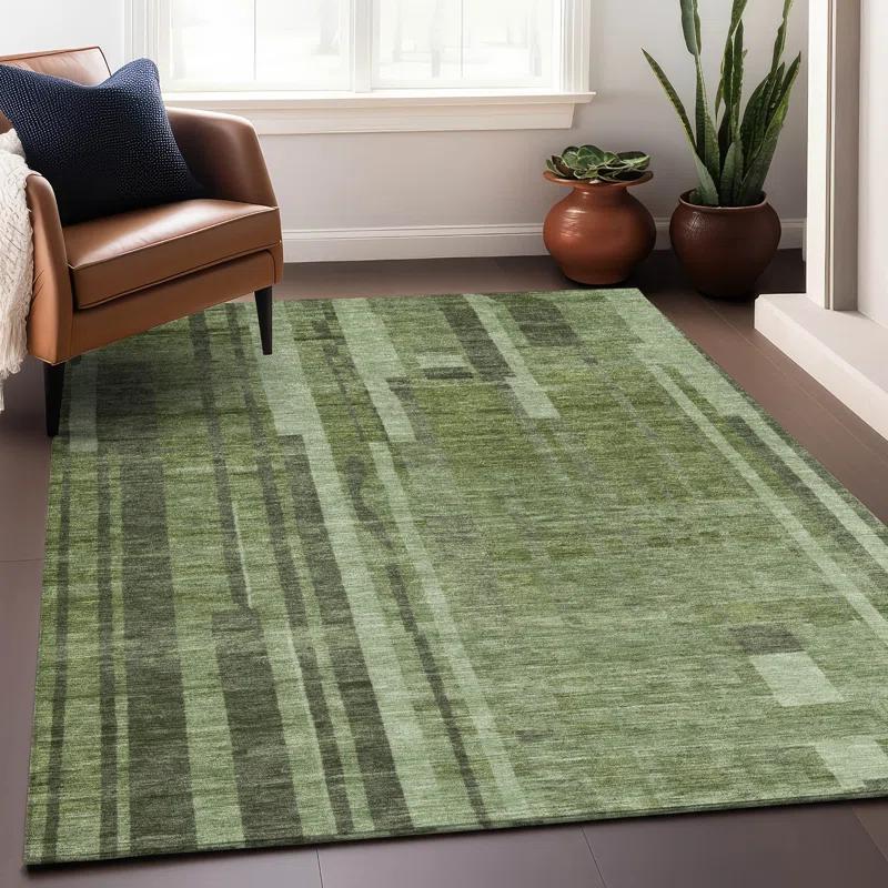 Machine Washable Indoor/Outdoor Chayden ACN1063 Green Rug