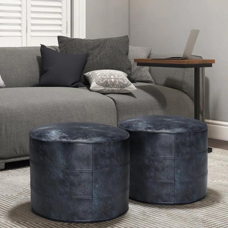 Simpli Home Connor 18"W Round Pouf