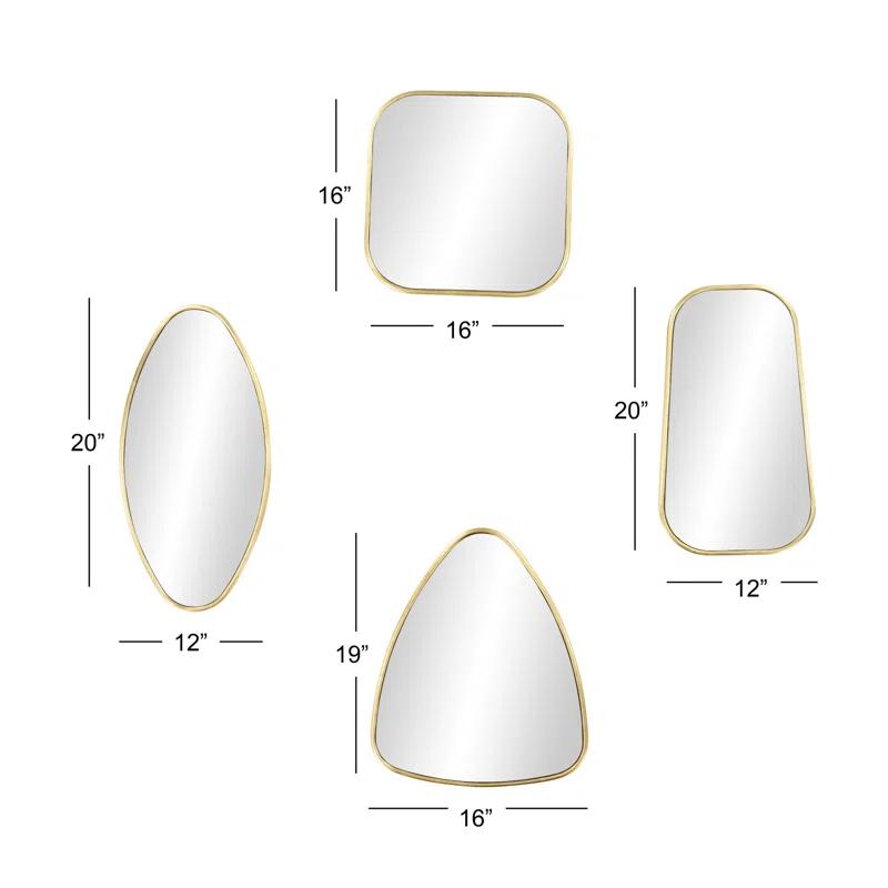 CosmoLiving by Cosmopolitan Metal Gold Wall Mirror with Varying Shapes Set
