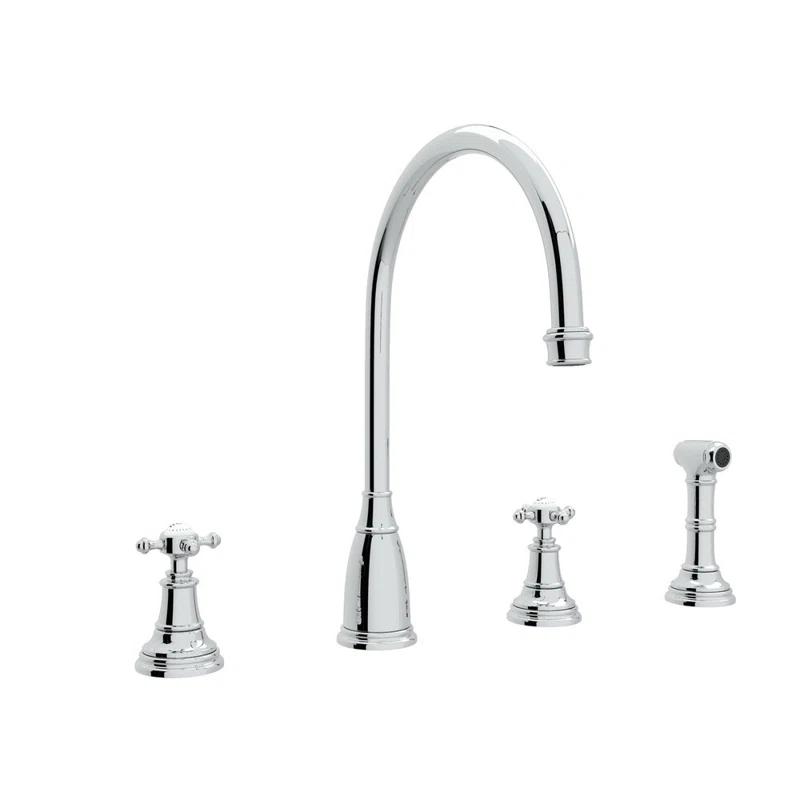 Perrin & Rowe U.4735X-APC-2 Georgian Era Two Handle Kitchen Faucet With Side Spray