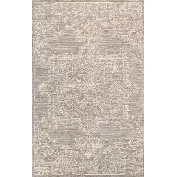 Pasargad Modern Oriental Handmade Tufted Area Rug in Silver/Ivory