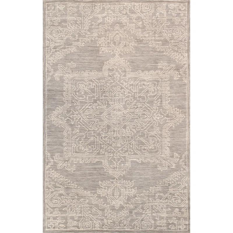 Pasargad Modern Oriental Handmade Tufted Area Rug in Silver/Ivory