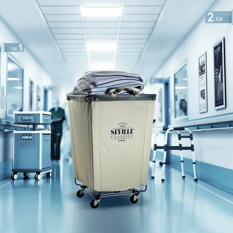 Seville Classics Rolling Commercial Laundry Hamper