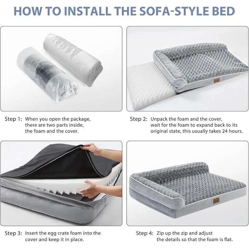 Tucker Murphy Pet™ Orthopedic Dog Beds For Large Dogs-Waterproof Sofa Dog Bed With Removable Washable Cover, Large Dog Bed With Waterproof Lining And Nonskid Bottom,Pet Bed For Large Dogs