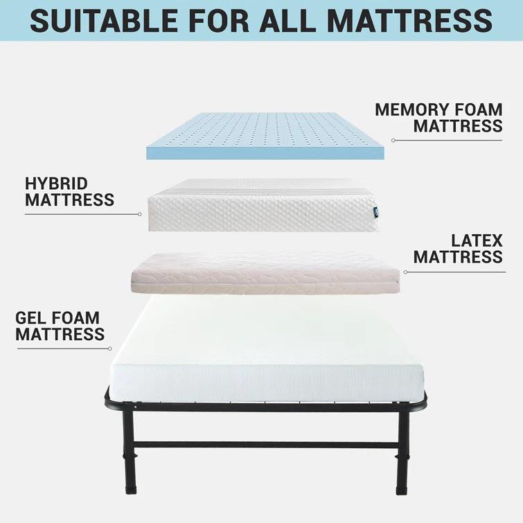 Alwyn Home Muscoy 14" Foldable Steel Bed Frame, No Box Spring Needed, Underbed Storage , Easy Assembly