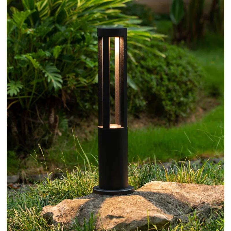Gardenised Black Integrated LED Metal Bollard Light