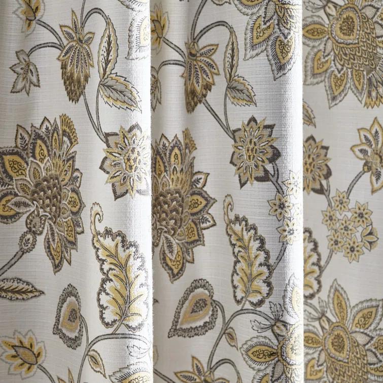 Martha Stewart Jakarta Cotton Blend Floral Blackout Rod Pocket Curtain Panels (Set of 2)
