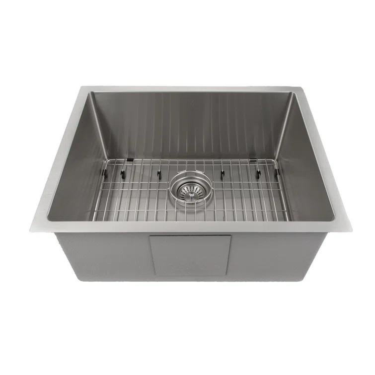 Meribel Stainless Steel 23" L x 18" W Undermount Kitchen Sink with Basket Strainer