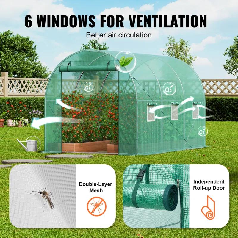 VEVOR Walk-in Tunnel Greenhouse Galvanized Frame PE Cover